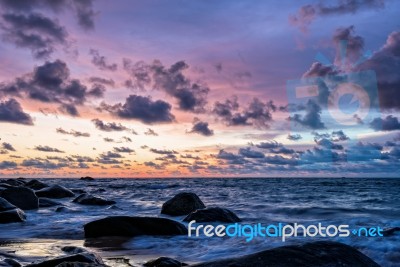 Sunset At Beach In Thailand Stock Photo