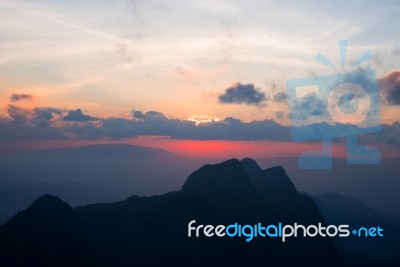 Sunset At Doi Laung Chiang Dao-thailand Stock Photo