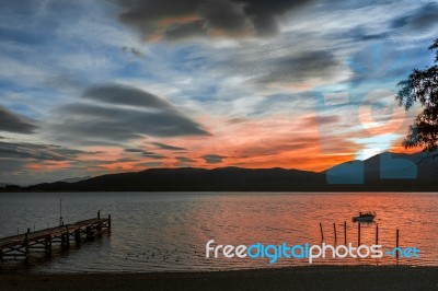 Sunset At Lake Te Anau Stock Photo