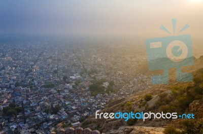 Sunset At Nahargarh Fort And View To Jaipur City Stock Photo