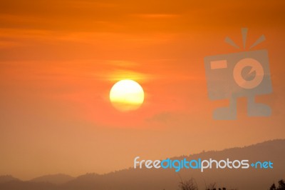 Sunset At Natural Phenomena Stock Photo