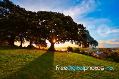 Sunset At Observatory Hill Park Stock Photo