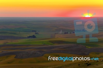 Sunset At Steptoe Butte Stock Photo