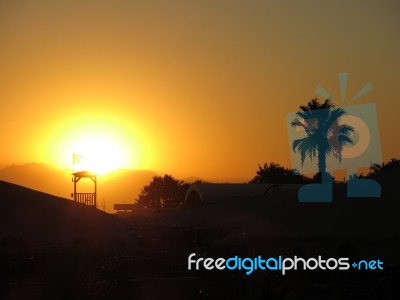 Sunset At The Turkish Beach Stock Photo