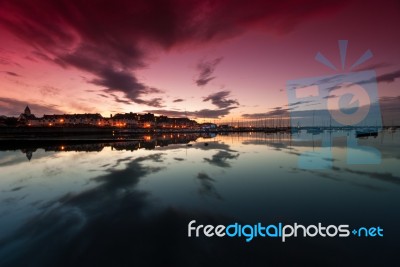 Sunset At Yacht Bay In Malahide Stock Photo