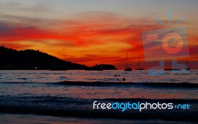 Sunset Beach  Background Stock Photo