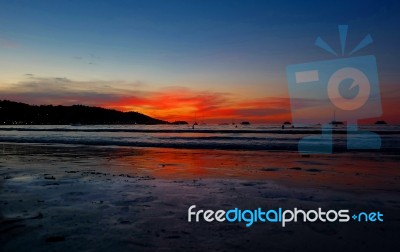 Sunset Beach  Background Stock Photo