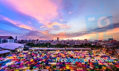 Sunset City View Landscape Stock Photo