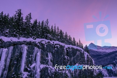 Sunset Icicles Stock Photo