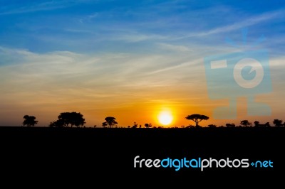 Sunset In Tanzania Stock Photo