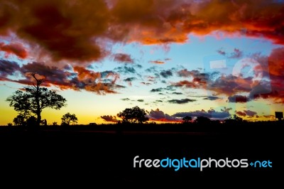 Sunset Landscape In Zambia Stock Photo