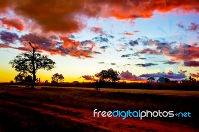 Sunset Landscape In Zambia Stock Photo