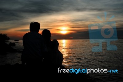 Sunset Lovers Stock Photo