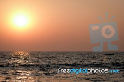 Sunset On The Arabian Sea Stock Photo