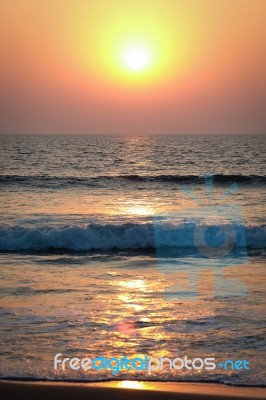 Sunset On The Arabian Sea Stock Photo