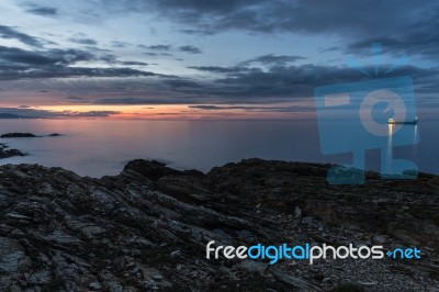 Sunset On The Beaches And Coasts Of Galicia, Spain Stock Photo