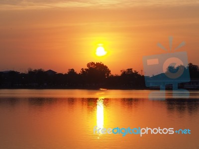 Sunset On The Lake Stock Photo