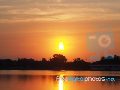 Sunset On The Lake Stock Photo