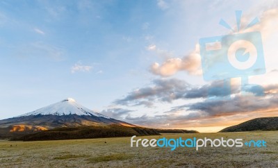 Sunset On The Mighty Cotopaxi Volcano Stock Photo