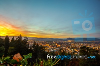 Sunset Over Annecy Stock Photo