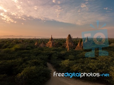 Sunset Over Religious Temples Stock Photo