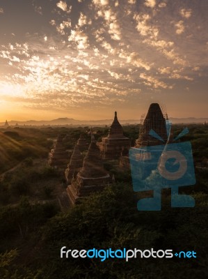 Sunset Over Religious Temples Stock Photo