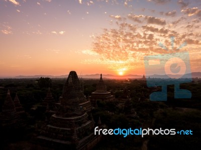 Sunset Over Religious Temples Stock Photo