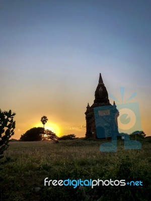 Sunset Over Religious Temples Stock Photo