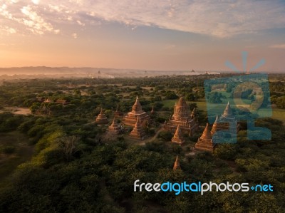 Sunset Over Religious Temples Stock Photo