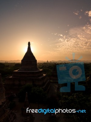 Sunset Over Religious Temples Stock Photo