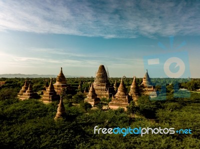 Sunset Over Religious Temples Stock Photo