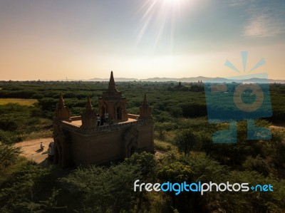 Sunset Over Religious Temples Stock Photo