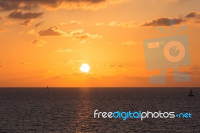 Sunset Over The Mediterranean Stock Photo