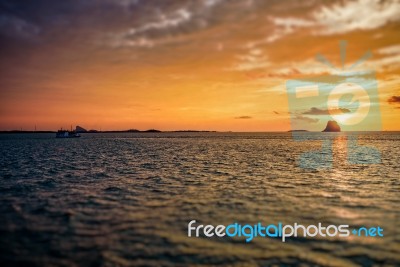 Sunset Over The Sea In Thailand Stock Photo