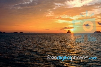 Sunset Over The Sea In Thailand Stock Photo