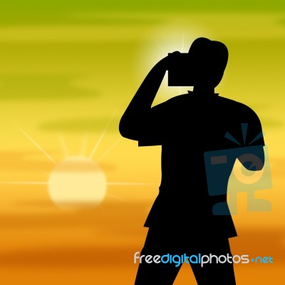 Sunset Photographer Shows Pic Warm And Sundown Stock Image