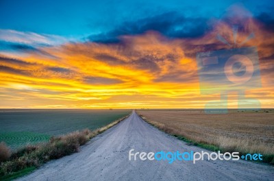 Sunset Road Stock Photo