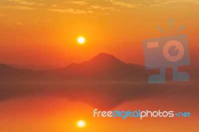 Sunset Sky Light Reflection Stock Photo