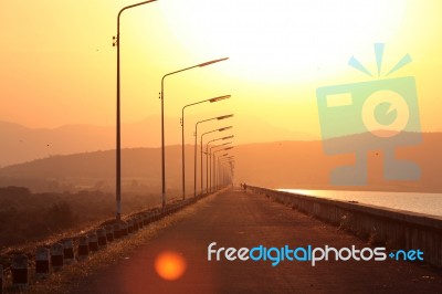 Sunset Street Stock Photo