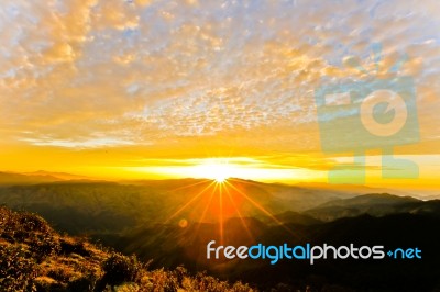 Sunset With Beautiful Sky Stock Photo