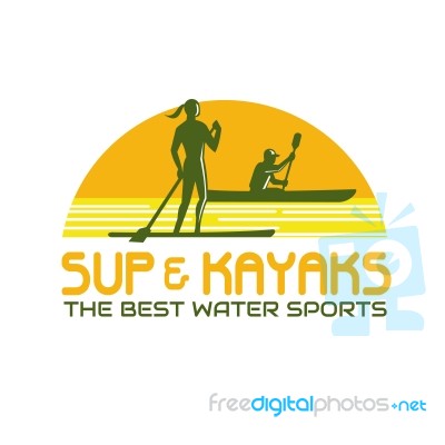 Sup And Kayak Water Sports Retro Stock Image