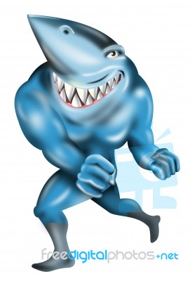 Super Hero Shark Running Stock Image