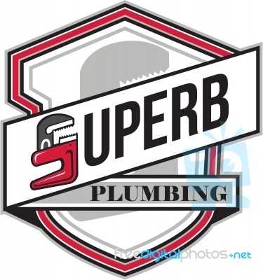 Superb Plumbing Shield Retro Stock Image