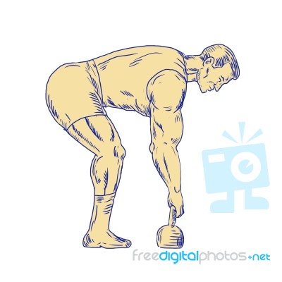 Superhero Lifting Kettlebell Drawing Stock Image