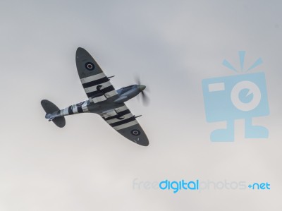 Supermarine Spitfire Flying Over Biggin Hill Airfield Stock Photo