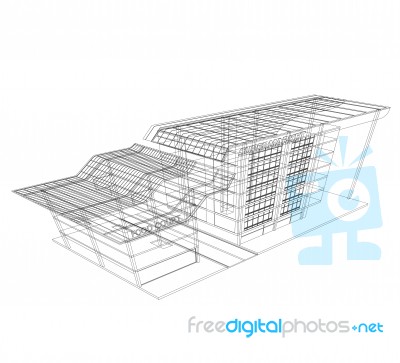 Supermarket Shopping Mall Wireframe Scene Stock Image