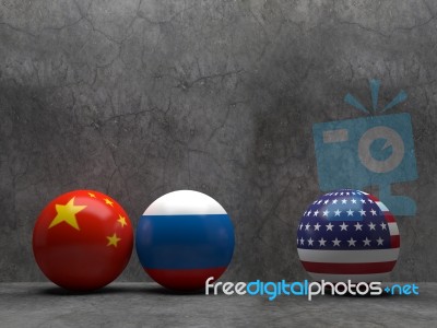 Superpower Country Flag America, China, Russia Stock Image