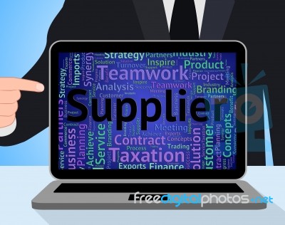 Supplier Word Indicates Suppliers Supplying And Merchants Stock Image