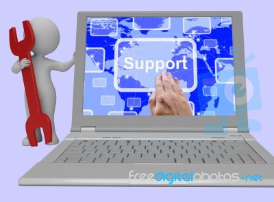 Support Button On Map Showing Help And Assistance Stock Image