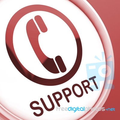 Support Button Shows Call For Advice Stock Image